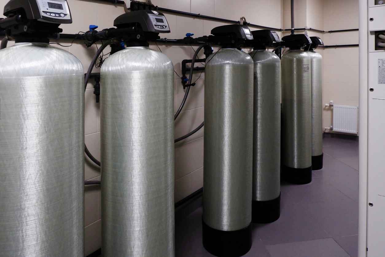 A row of water softeners